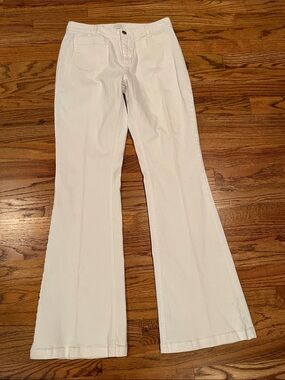 WOMENS ECRU CLASSIC FIGUEROA PATCHWORK FLARE WHITE JEANS SZ 25